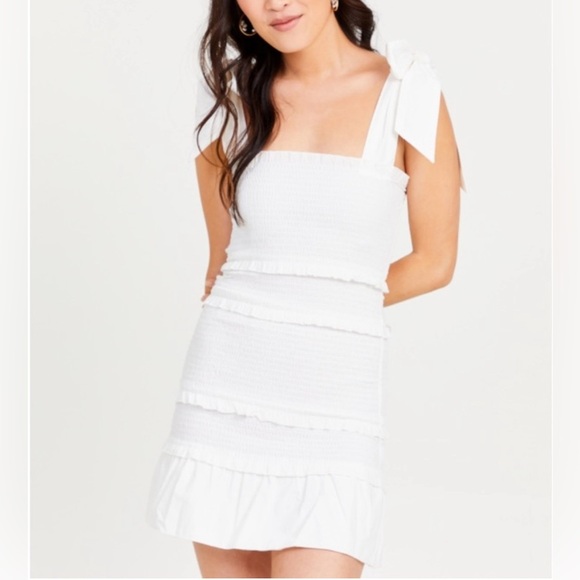Altar’d State Iris Dress in White, Size Large, Sleeveless, Fitted, Ruffle - Picture 1 of 7
